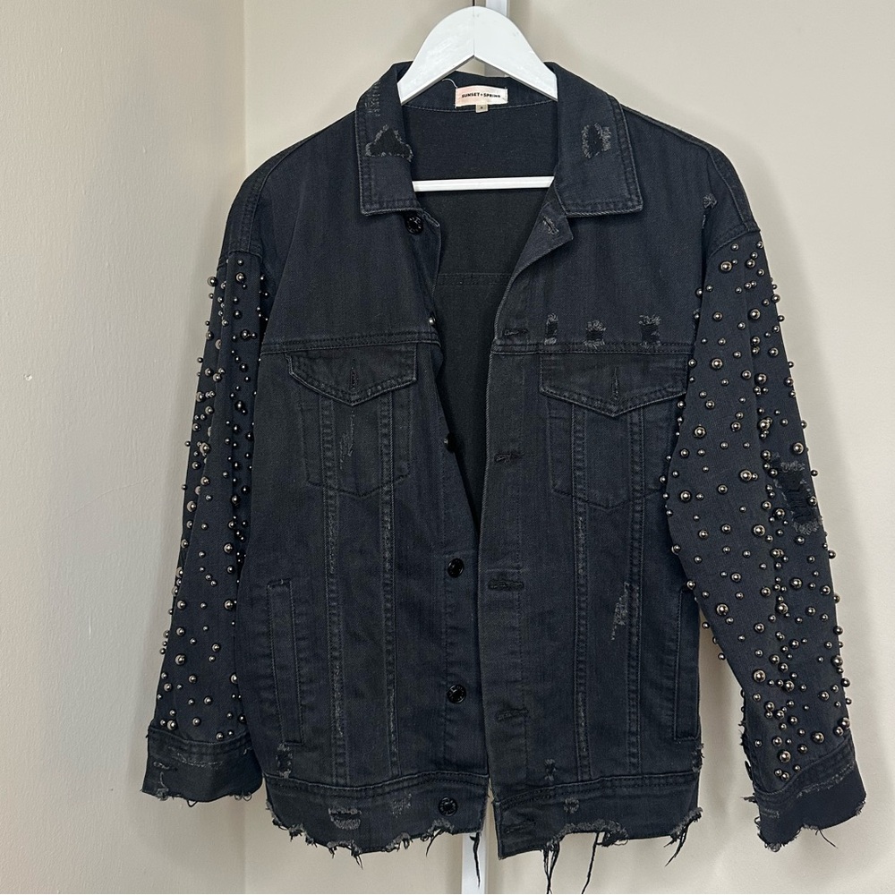 Sunset & Spring Embellished Denim Jacket In Size Small - Picture 2 of 5